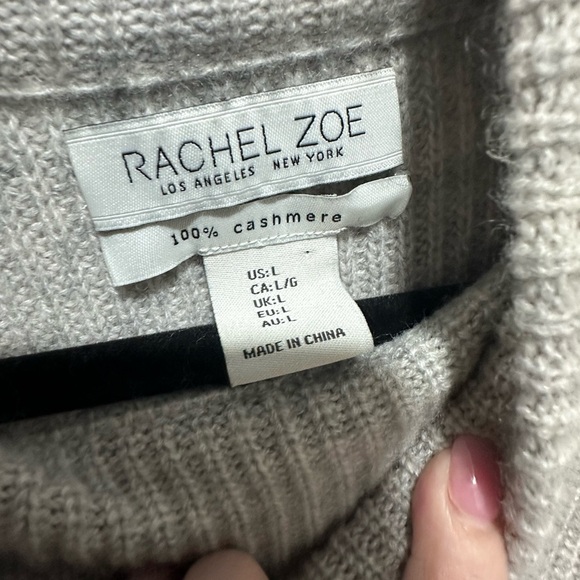 Rachel Zoe Women’s Mock Neck 100% Cashmere Ribbed Sweater Gray Color Large NWOT - Picture 3 of 4